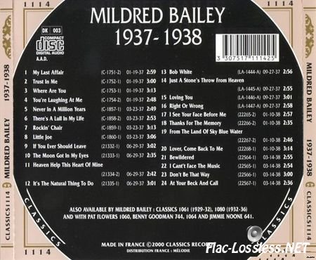 Mildred Bailey - 1937-1938 (The Chronological Classics) (2000) FLAC (image + .cue)