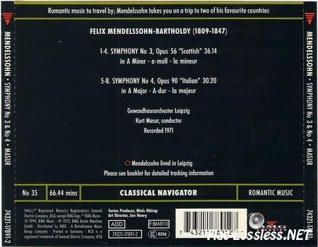 Felix Mendelssohn-Bartholdy - Symphony No.3 'Scottish' & No.4 'Italian' (1994) FLAC (image + .cue)