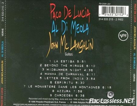 Paco de Lucia, Al Di Meola, John McLaughlin - The Guitar Trio (1996) FLAC (image + .cue)