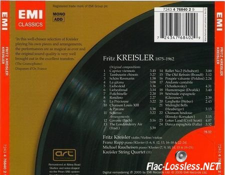 Fritz Kreisler - Kreisler Original Compositions & Arrangements (2005) FLAC (image + .cue)