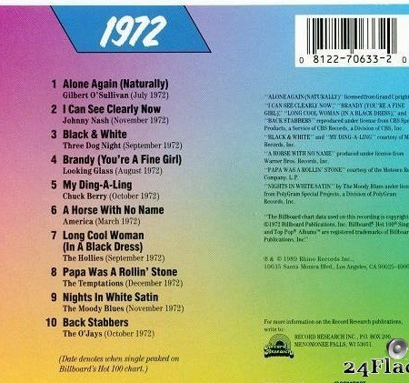 VA - Billboard Top Rock'n'Roll Hits: 1972 (1989) [FLAC (tracks + .cue)]