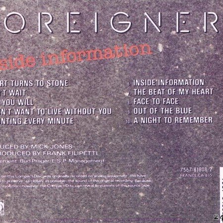 Foreigner - Inside Information (1987)  [FLAC (tracks + .cue)]