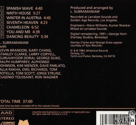 L. Subramaniam вЂЋ- Spanish Wave (1983) [FLAC (tracks + .cue)]